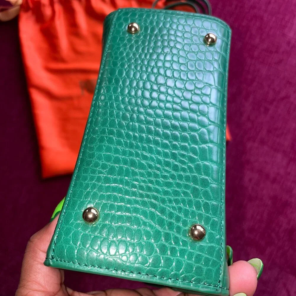 Poppy Lissiman Crikey BB Mini Bag — Grass Green Faux Croc - Picture 3 of 5